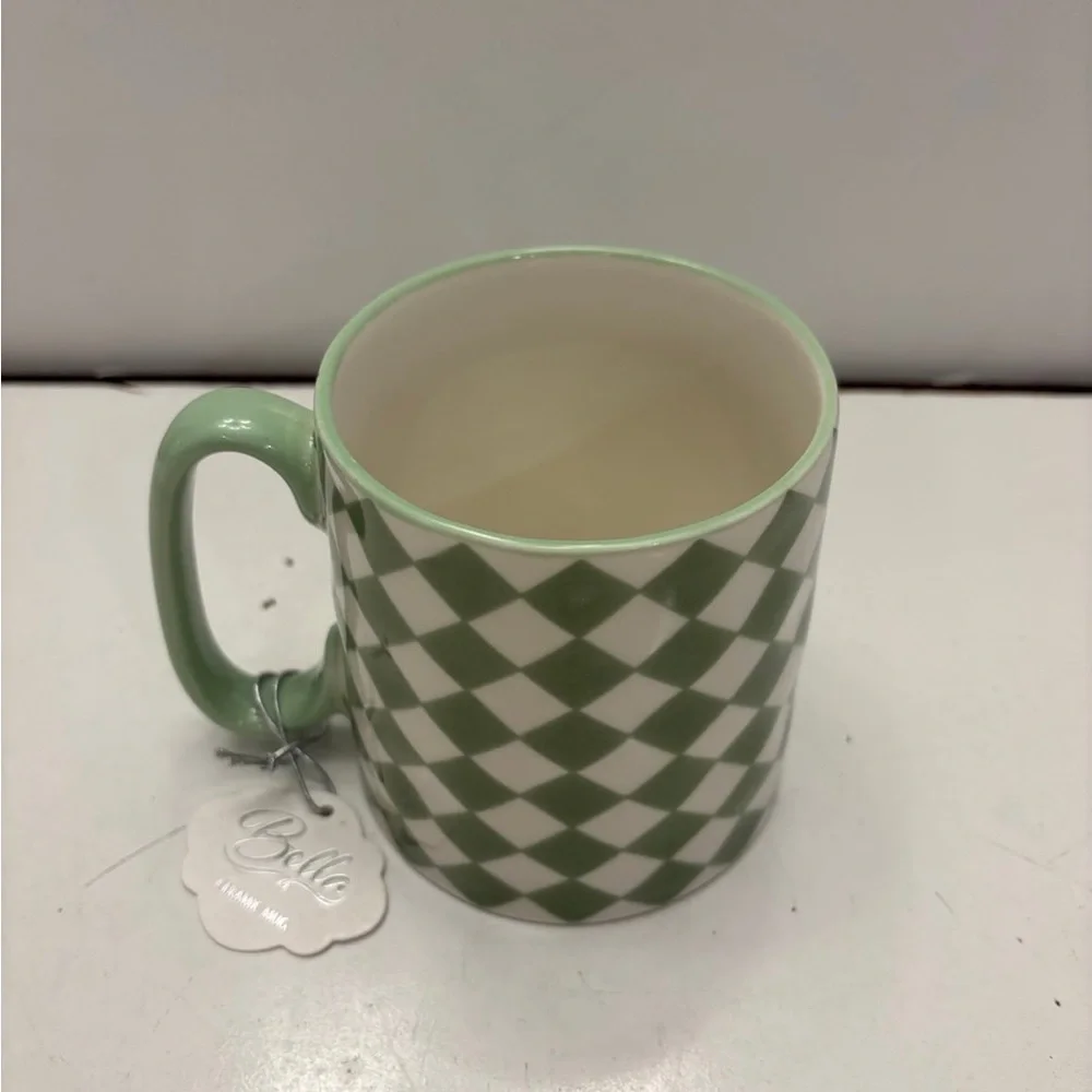 Green and White Checkered Mug